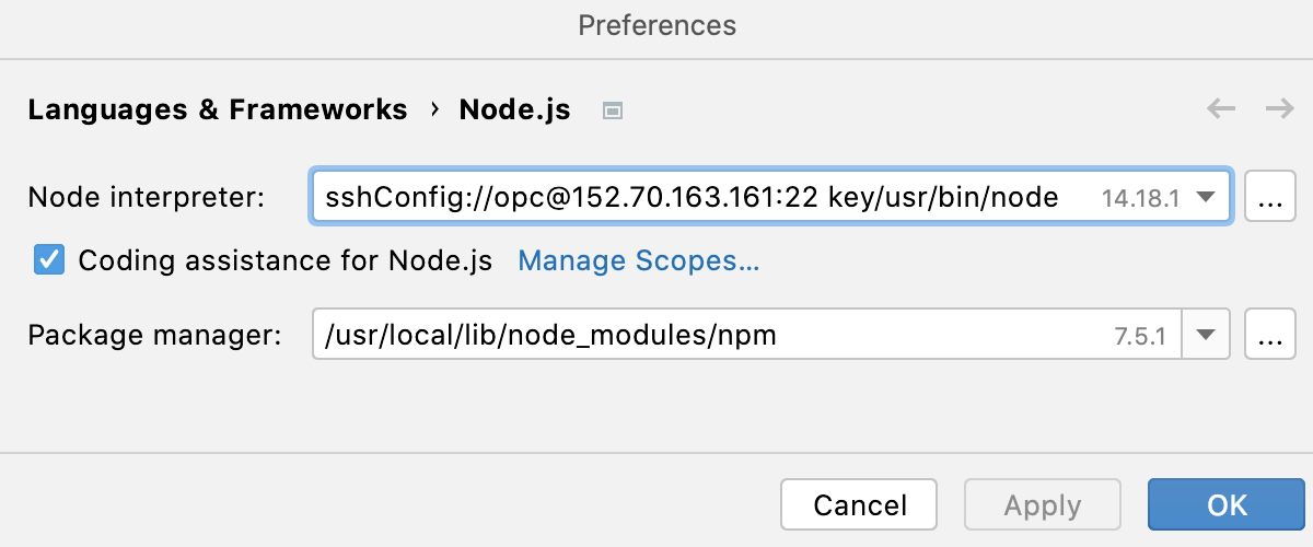 Configuring Remote Node Js Interpreters Pycharm Documentation