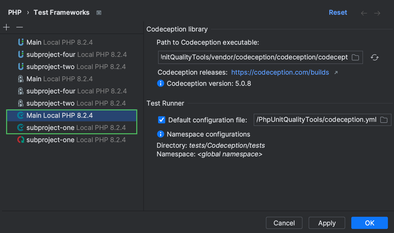 Codeception Phpstorm Documentation