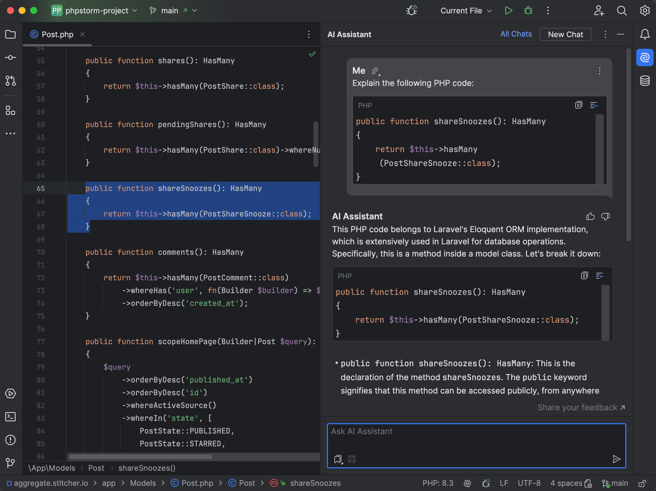 Use AI Prompts To Explain And Refactor Your Code PhpStorm Documentation