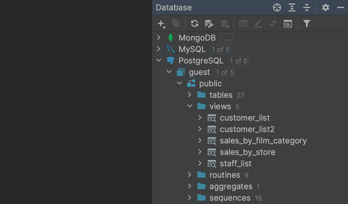 Database Window Jetbrains Rider Documentation