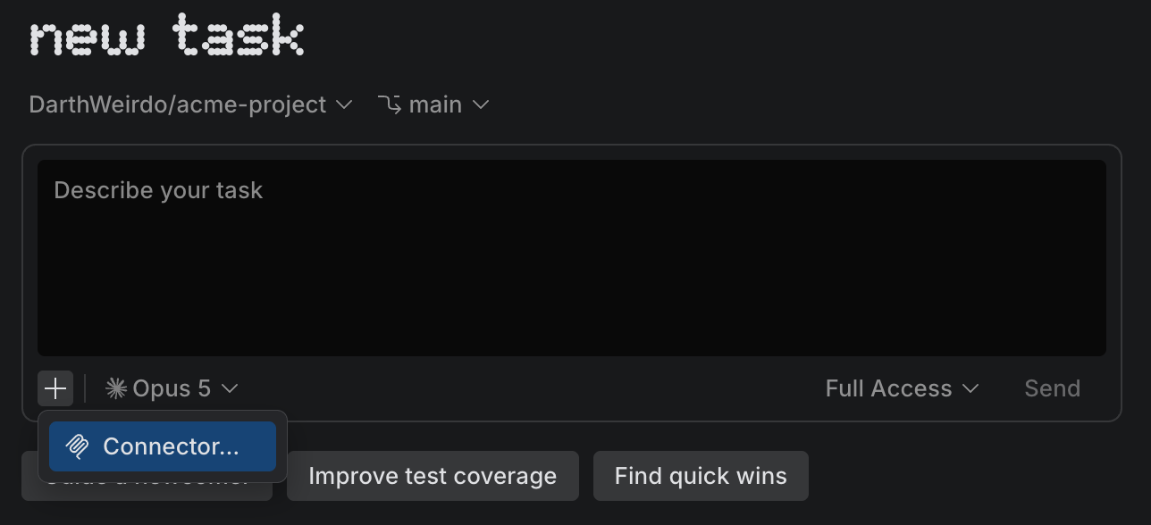 Add connector to a task Add connector to a task