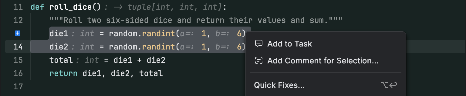 Add context from editor