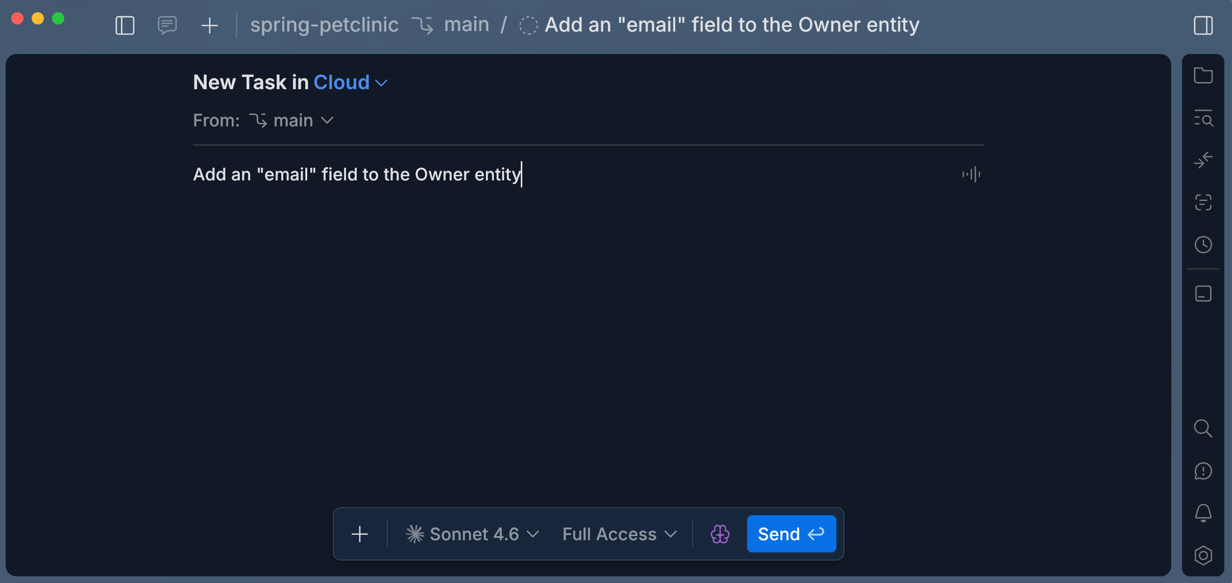 New task form in the Air desktop app