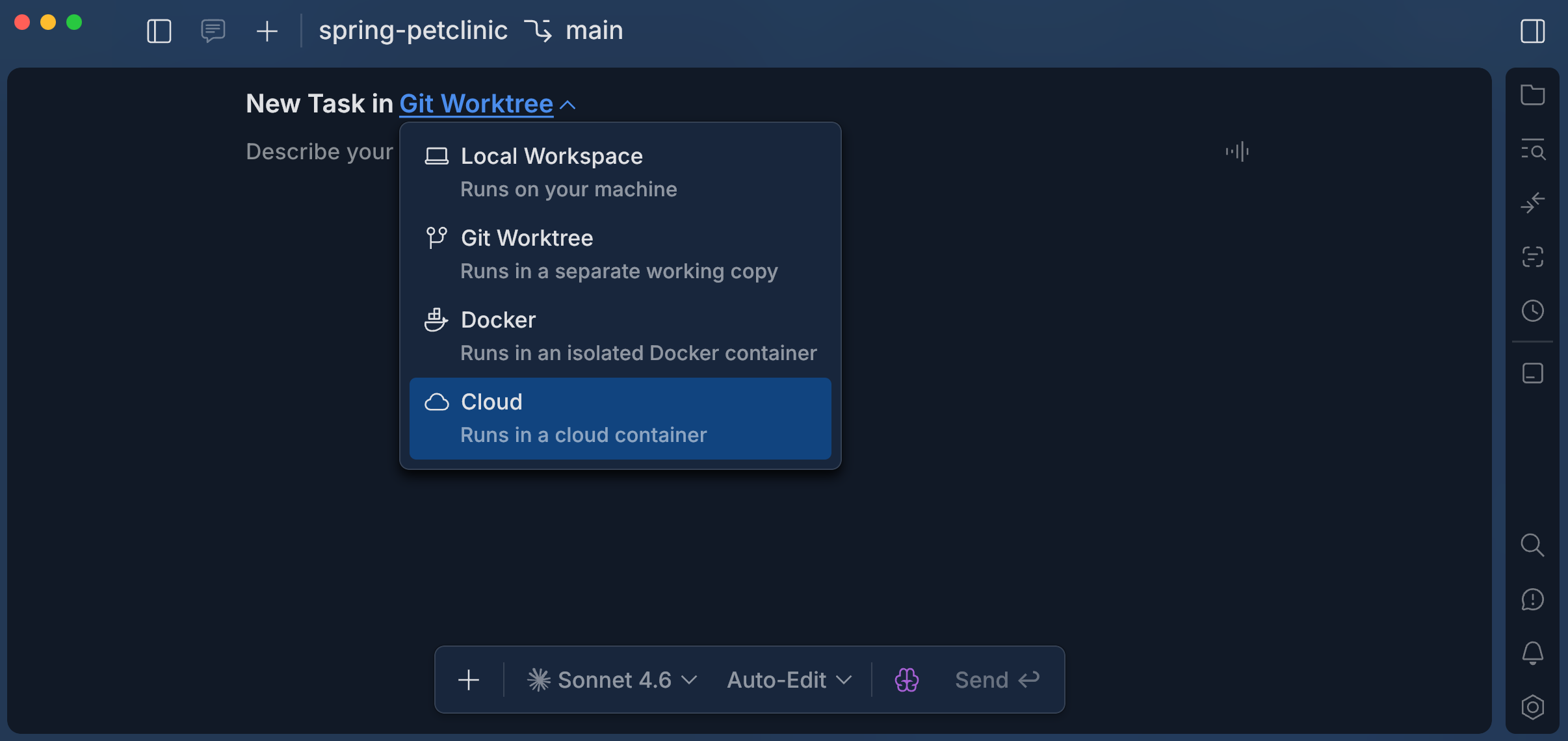 New cloud task form in the Air desktop app