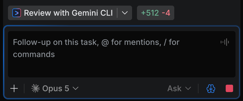 The change statistics and the Review with Codex button in the Chat tool after a task is finished The change statistics and the Review with Codex button in the Chat tool after a task is finished
