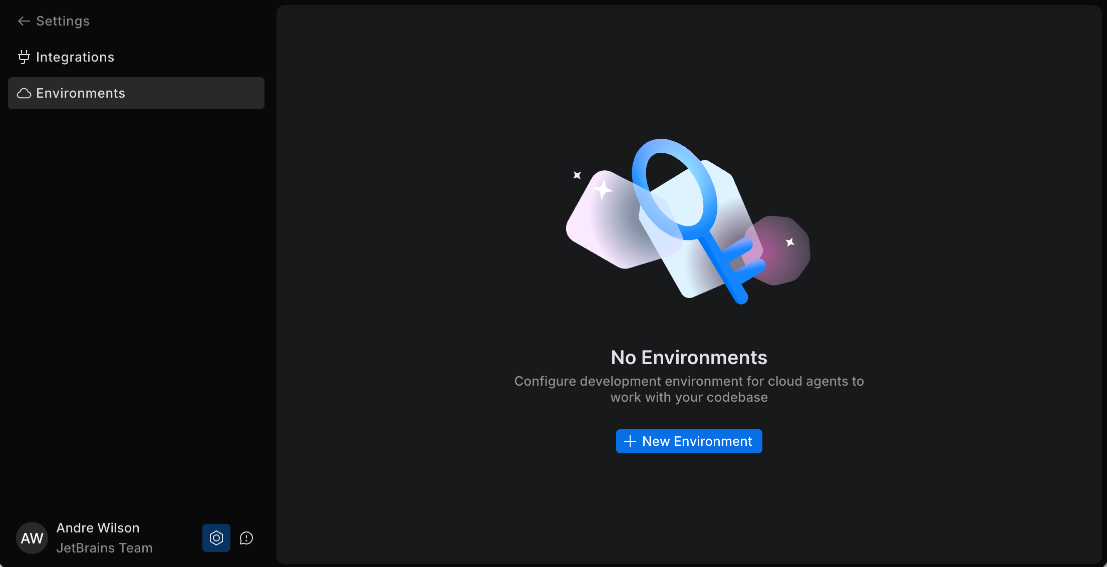 Environments page