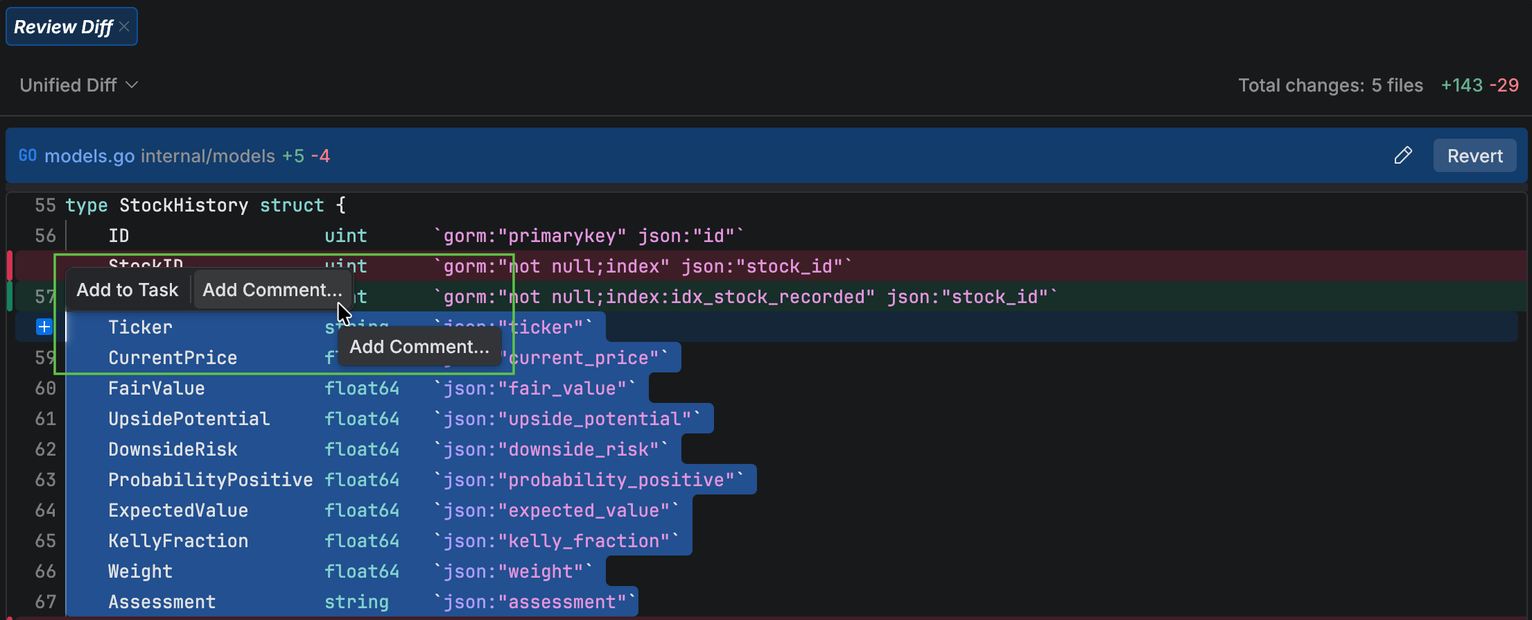 Add comment to the chat