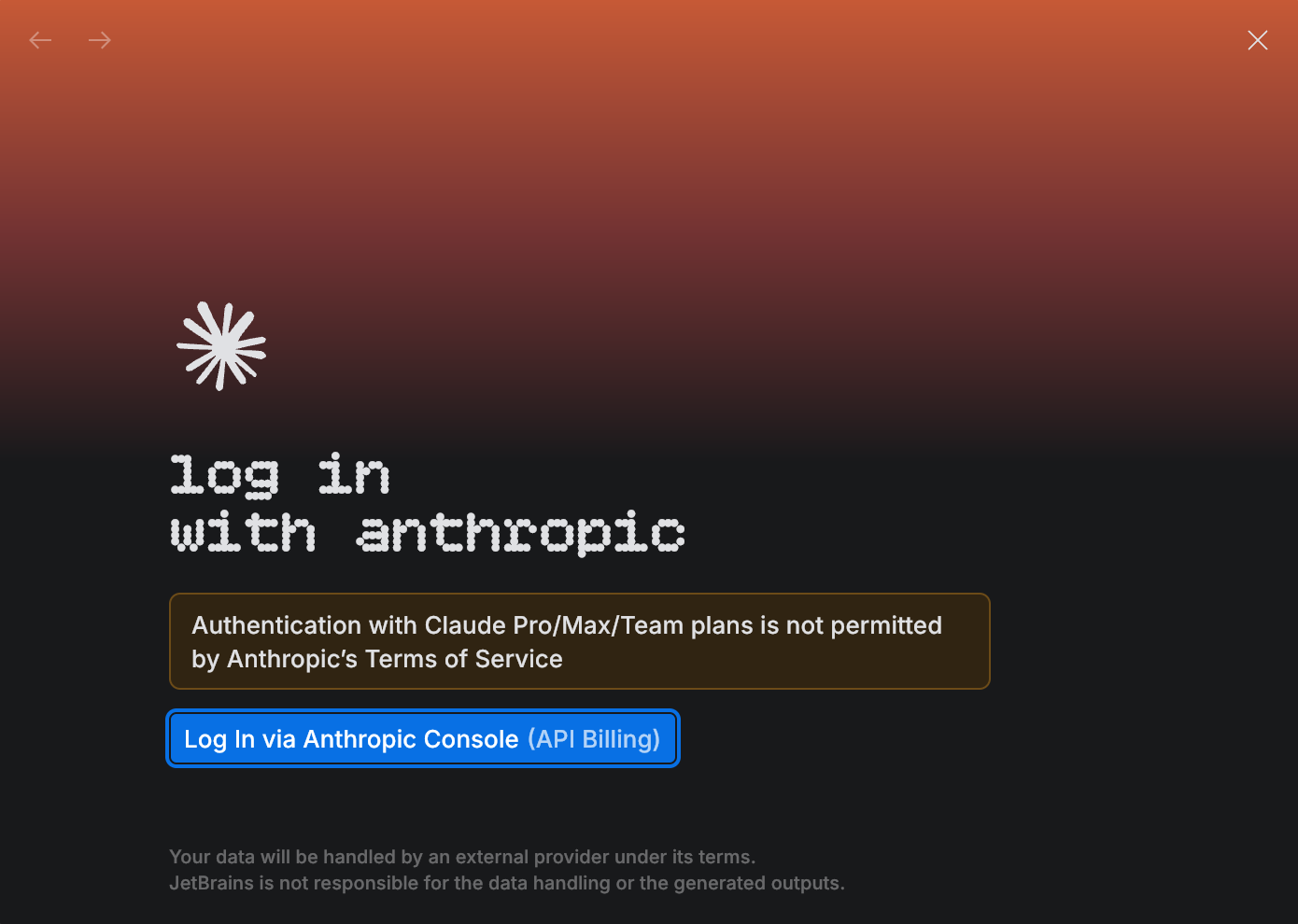 Log in with Anthropic