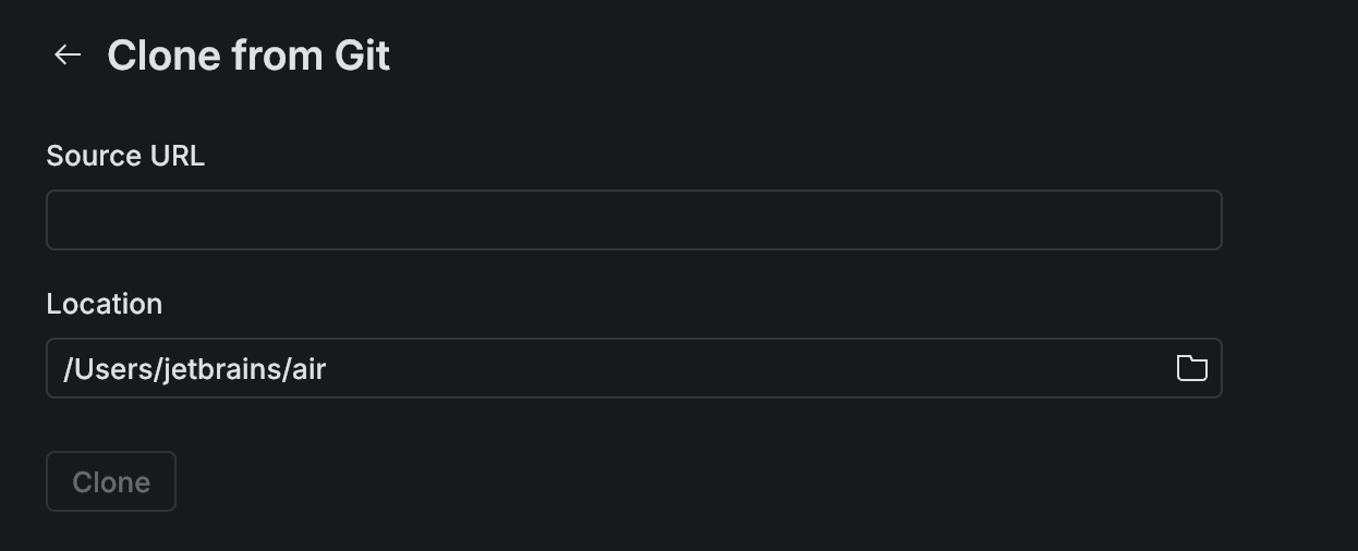 Clone from a project from Git Clone from a project from Git