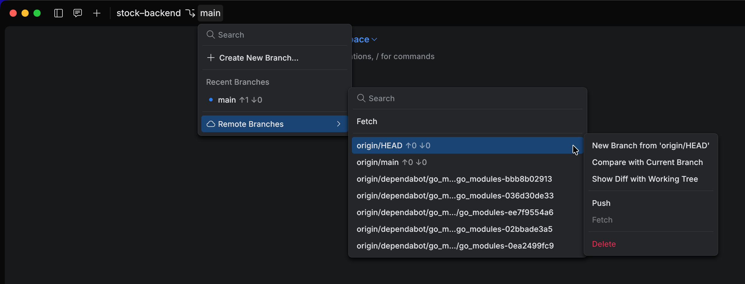 Non-selected branches