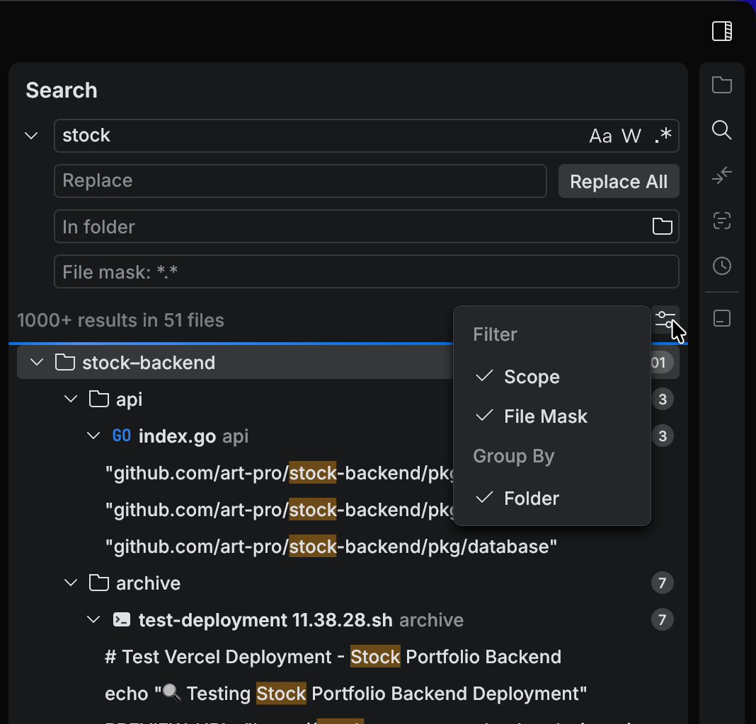 Open the Search tool