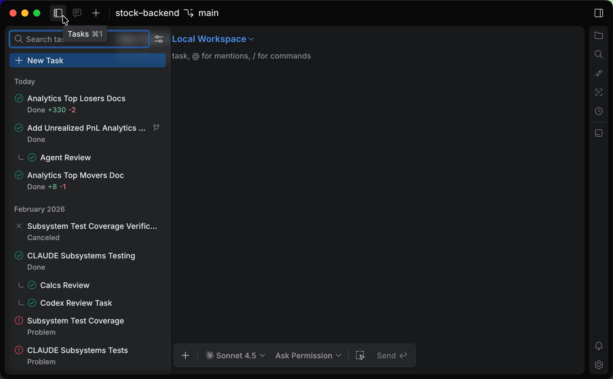 View the list of tasks View the list of tasks