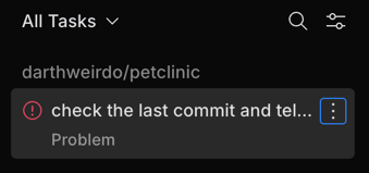 A cloud task with a Problem status in the task list and the error message shown at the top of the task page A cloud task with a Problem status in the task list and the error message shown at the top of the task page