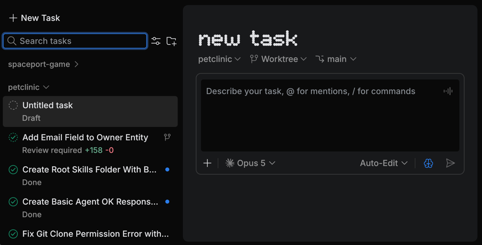 An expanded workspace in the Tasks tool, showing its tasks with statuses such as Draft, Review required, and Done An expanded workspace in the Tasks tool, showing its tasks with statuses such as Draft, Review required, and Done