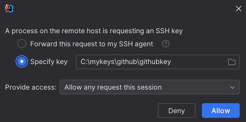 Provide SSH key