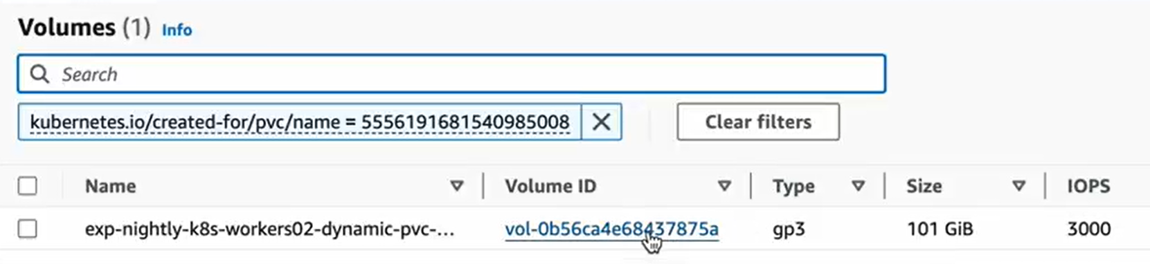 Restore an EBS volume