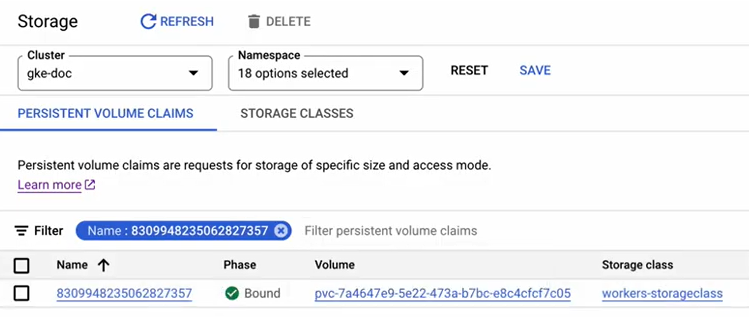 Restore a GCP volume