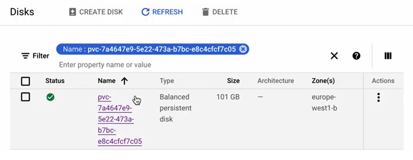 Restore a GCP volume