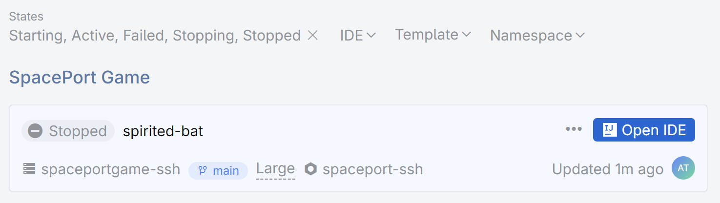 Restart dev environment