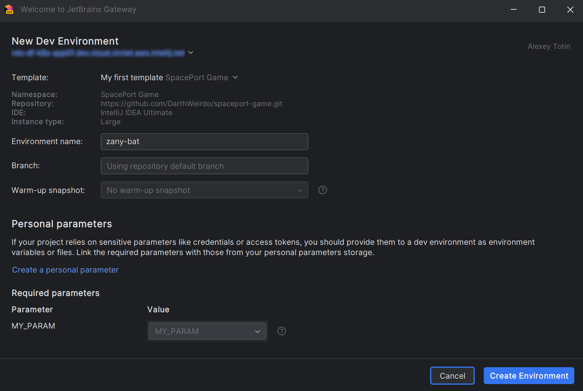 Create dev environment Create dev environment