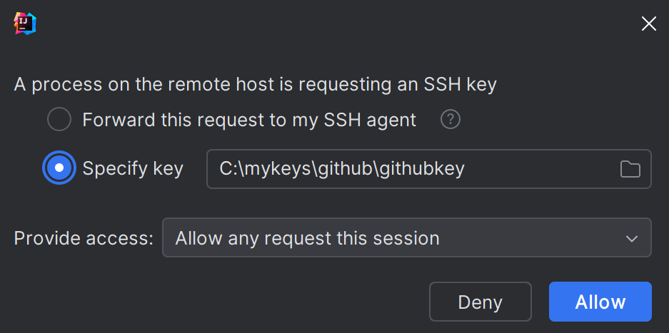 Provide SSH key Provide SSH key