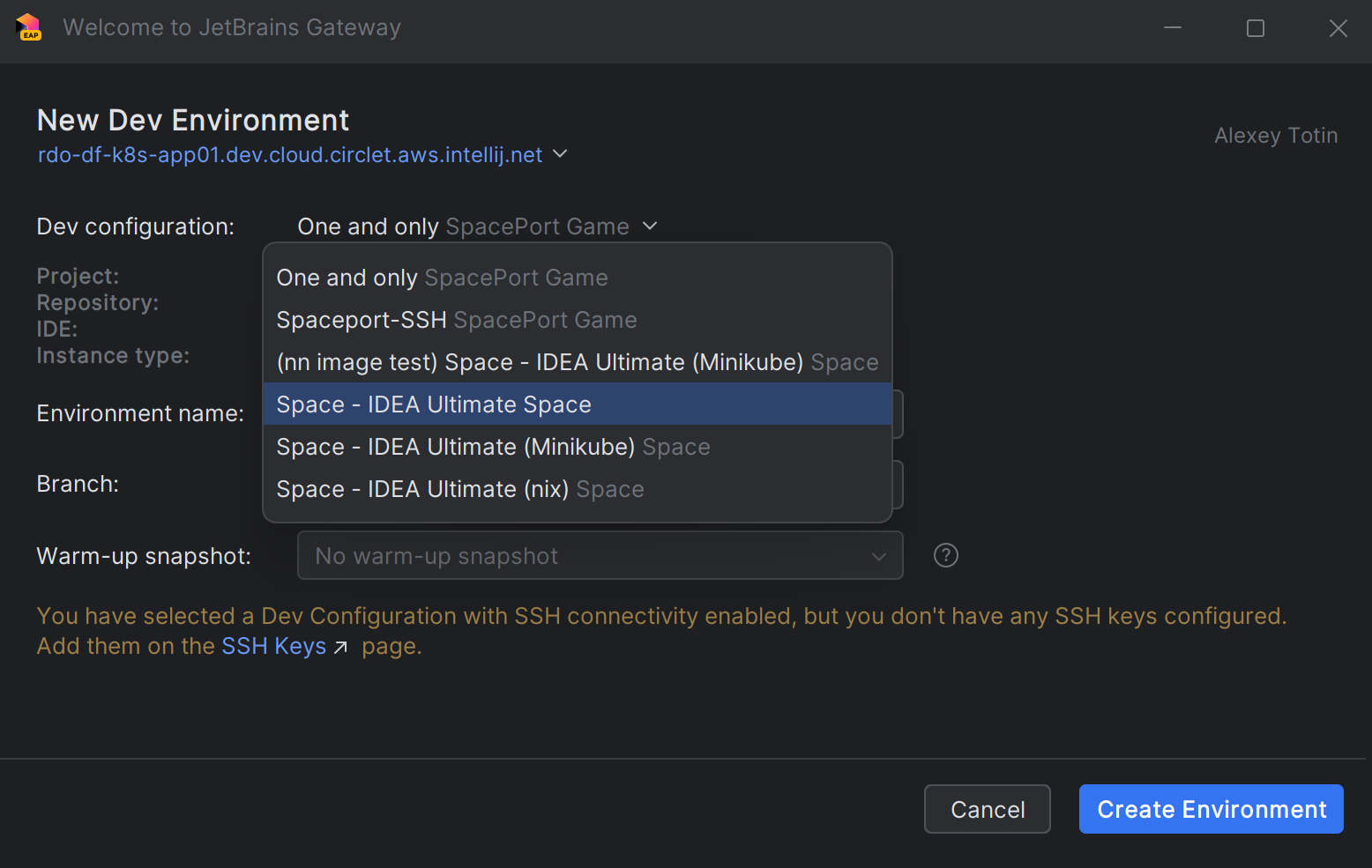 Selecting a template in Gateway Selecting a template in Gateway