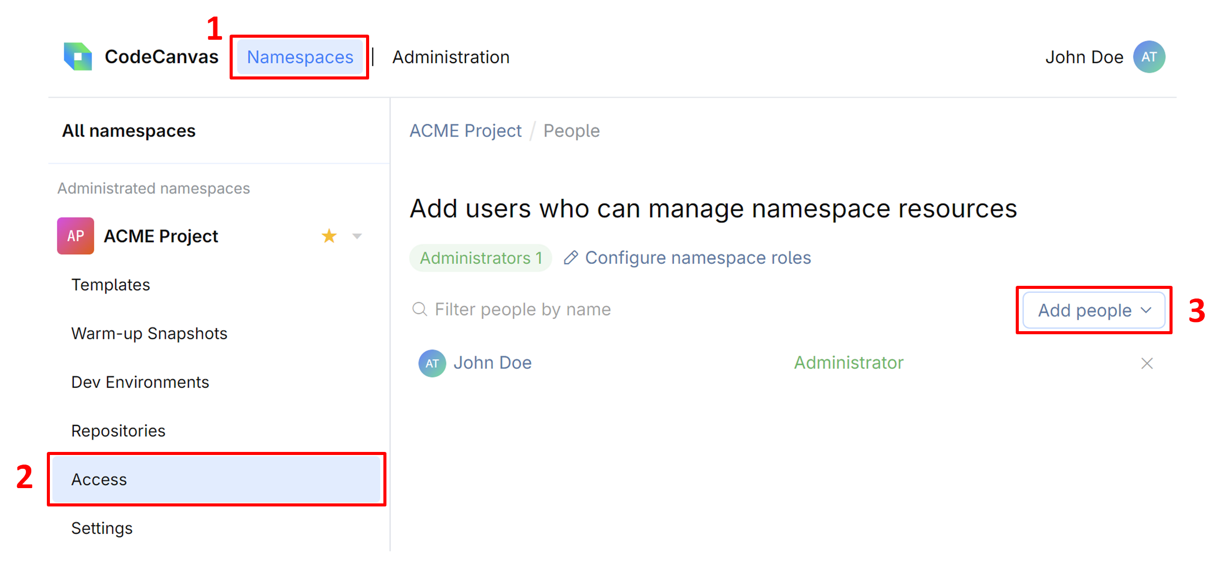 Assign namespace admin Assign namespace admin