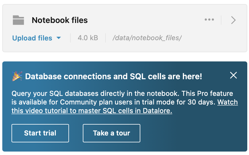 Database and SQL notification banner