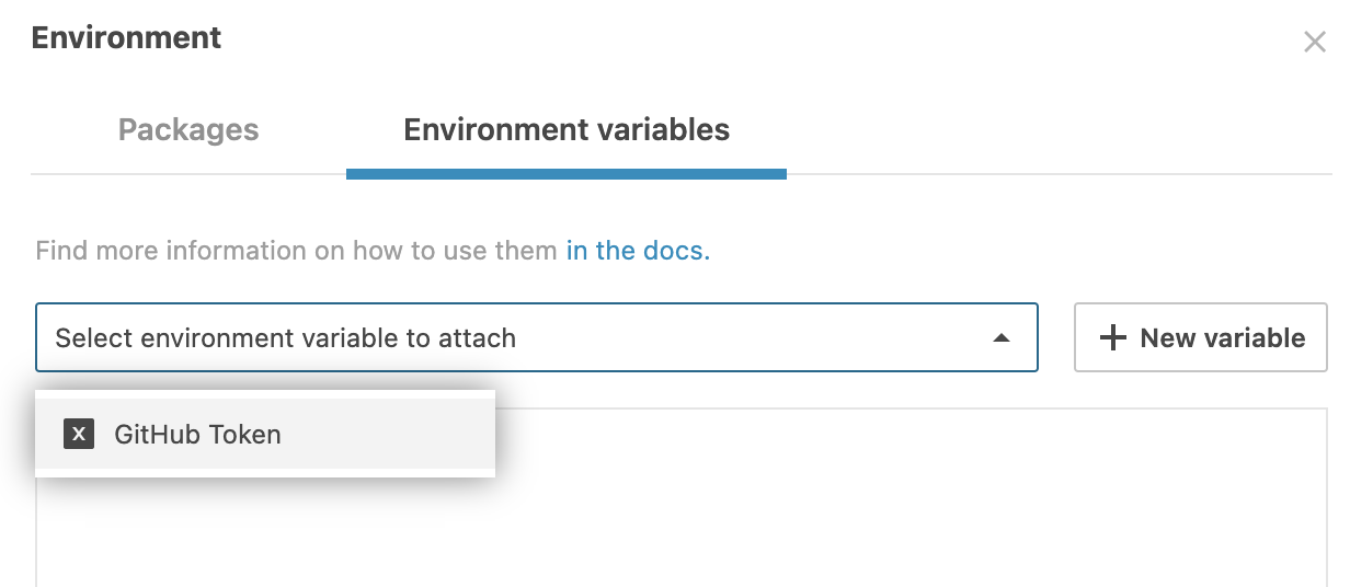 Selecting environment variable
to attach