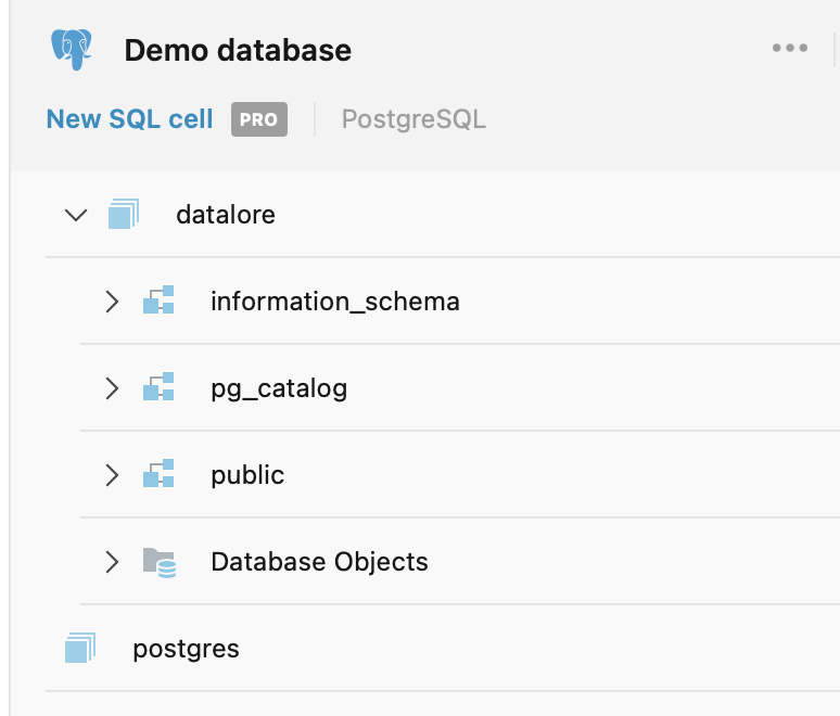 Viewing the demo database schema