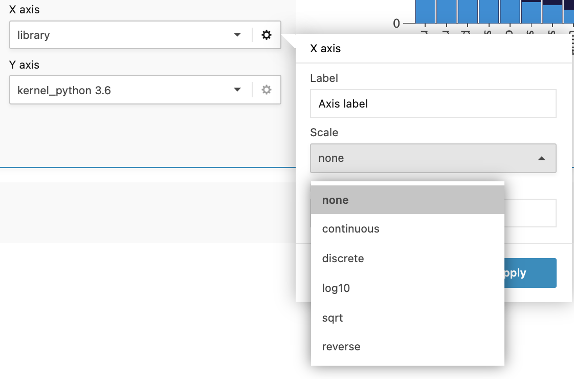 X axis settings dialog