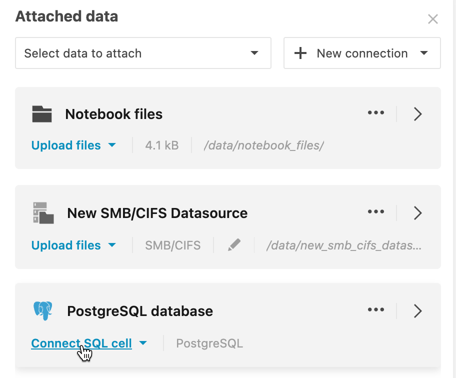 Opening an SQL cell from Attached data