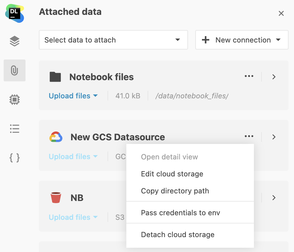 Manage cloud storage options