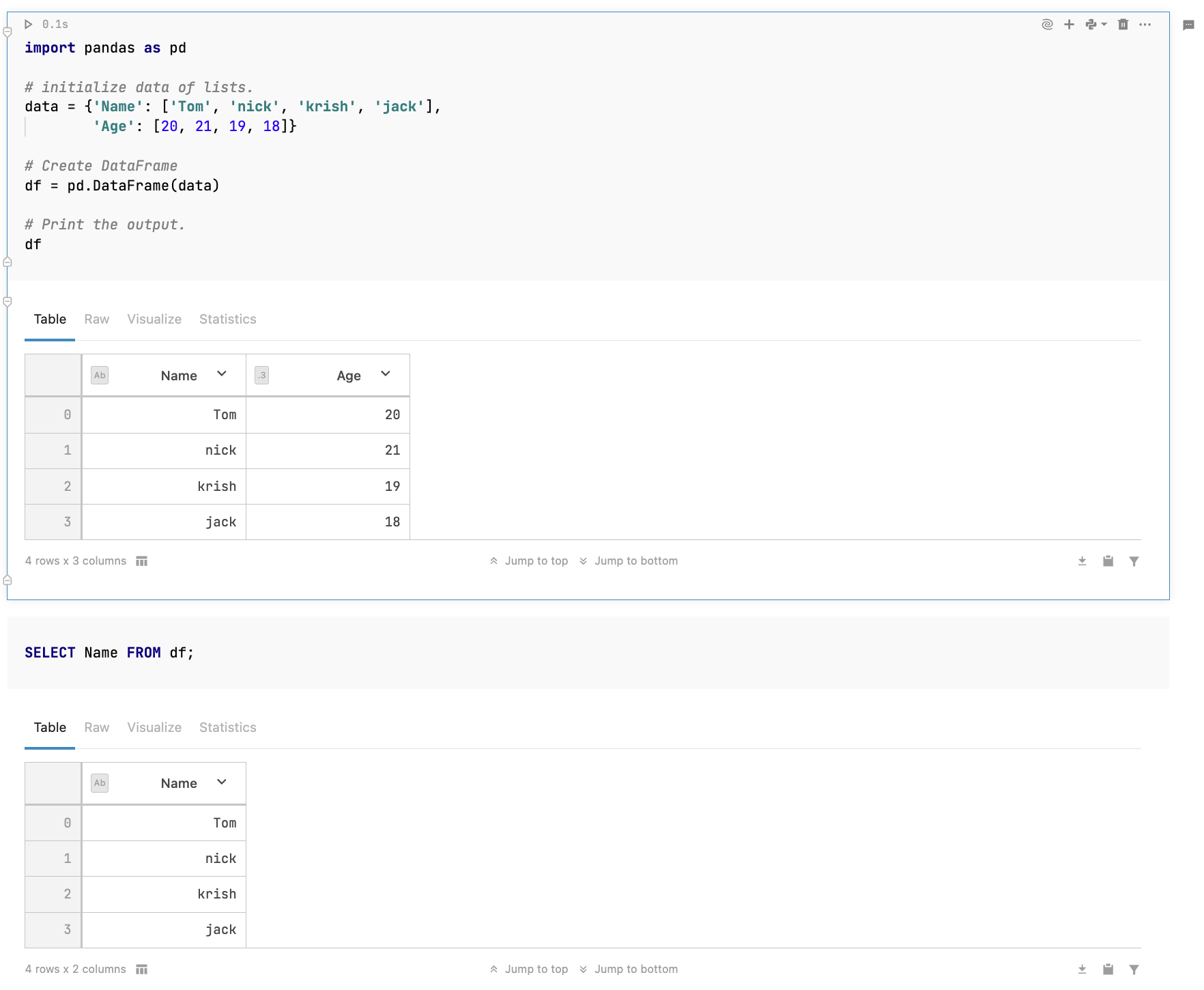 Querying a DataFrame