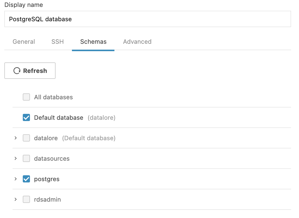 Configuring database schemas