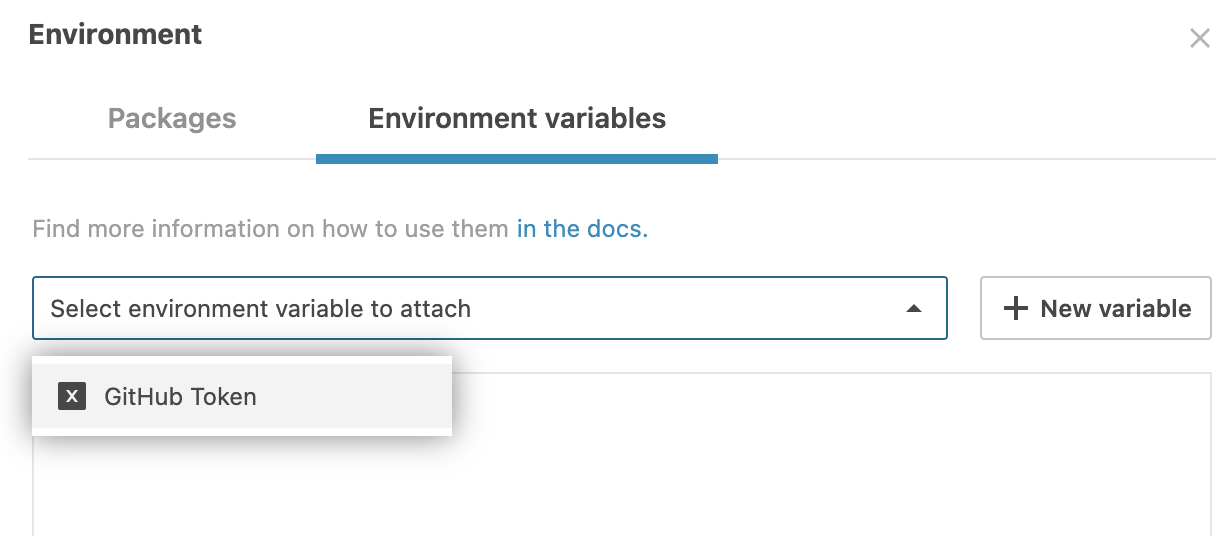 Selecting environment variable to attach