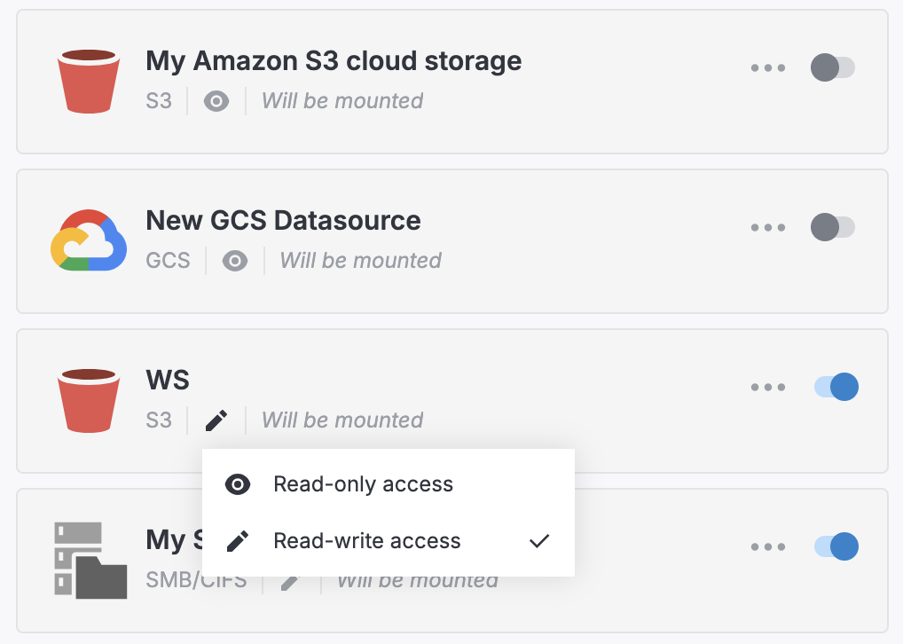 Cloud storage access options