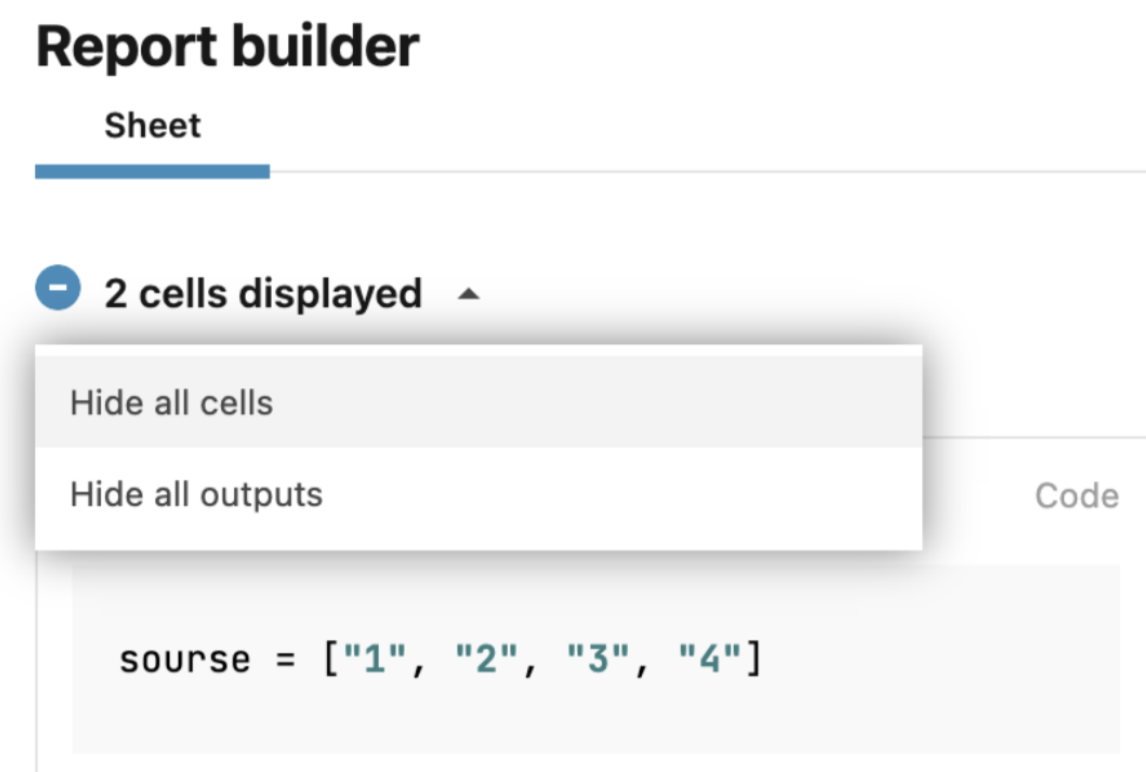 Selecting to hide all cells