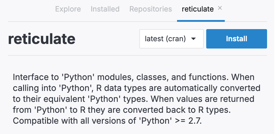 Installing Reticulate