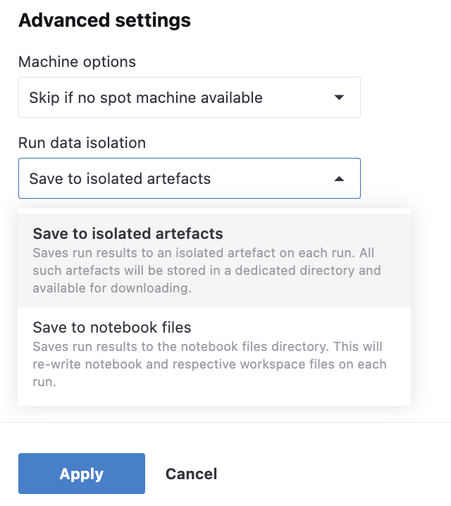 Run data isolation options