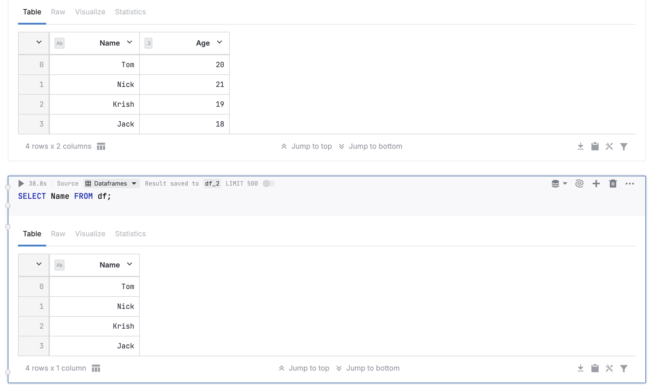 Querying a DataFrame