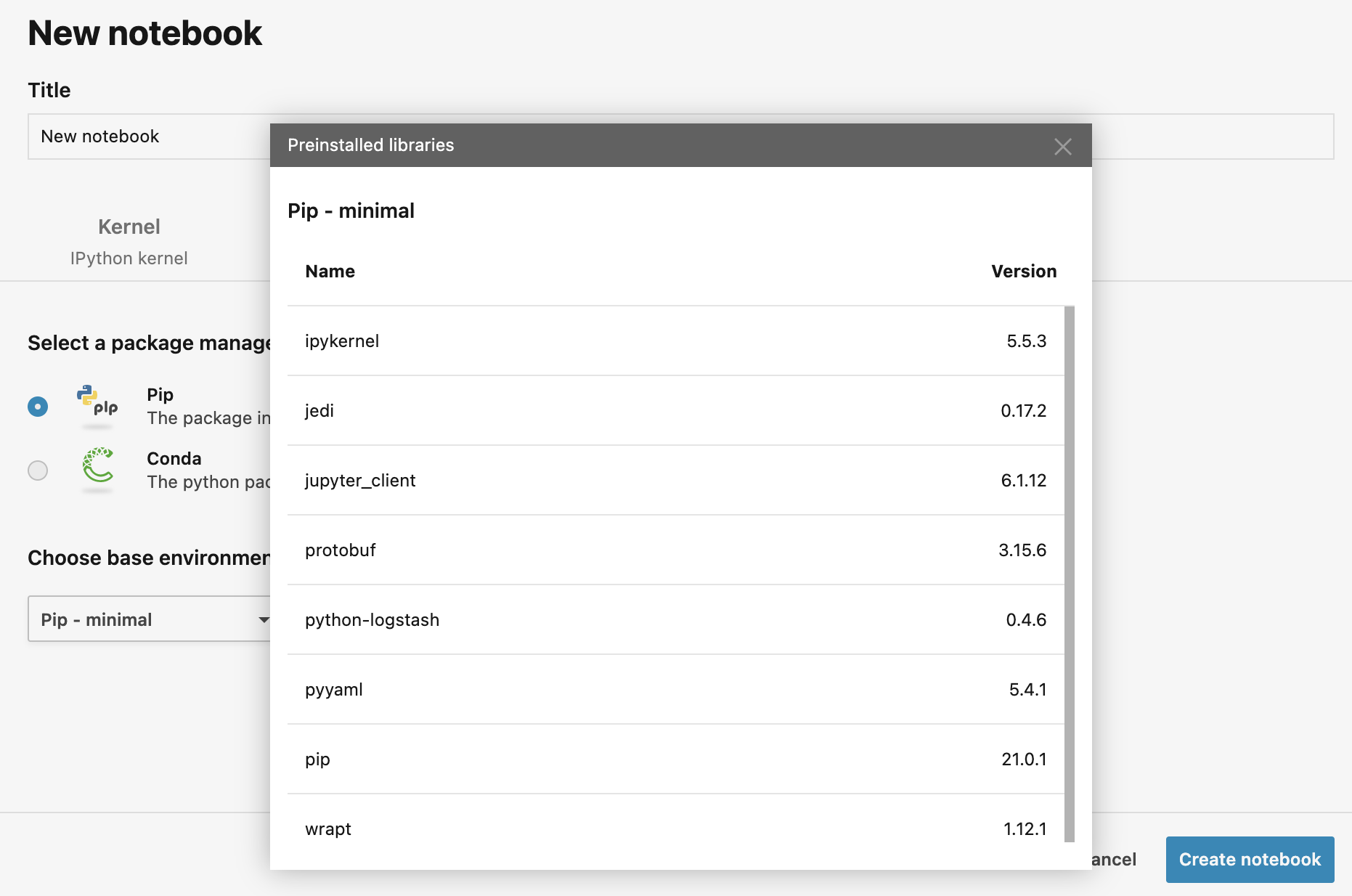 Viewing Pip-minimal packages