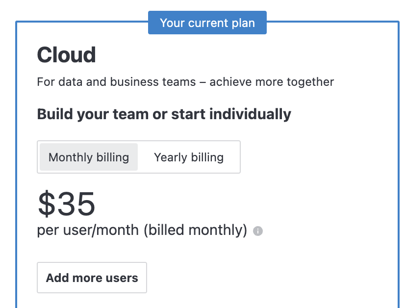 Cloud plan settings