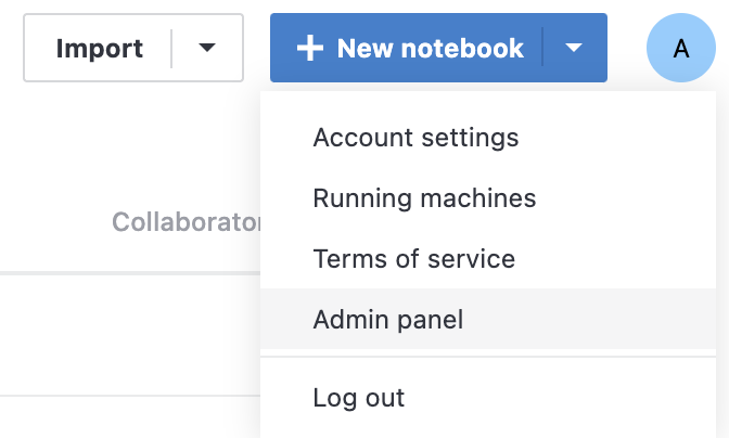 Opening Admin panel