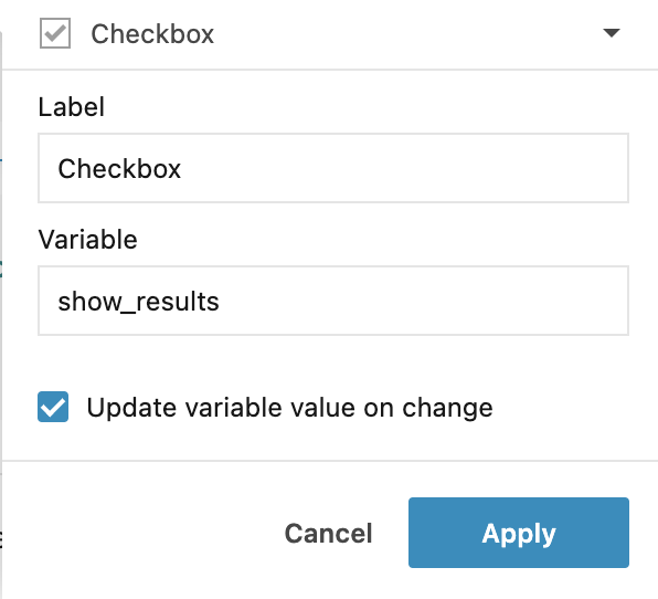 Checkbox control dialog