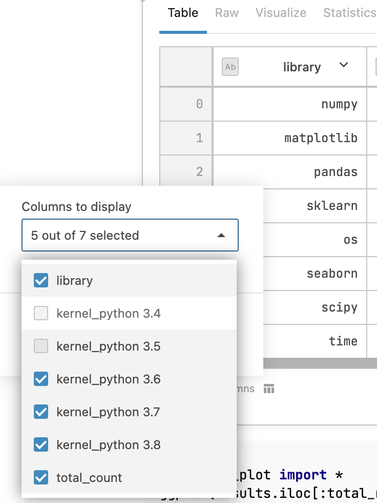 Selecting which columns to display