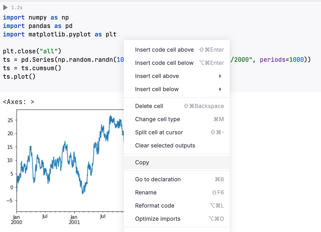 Copying code cell plot