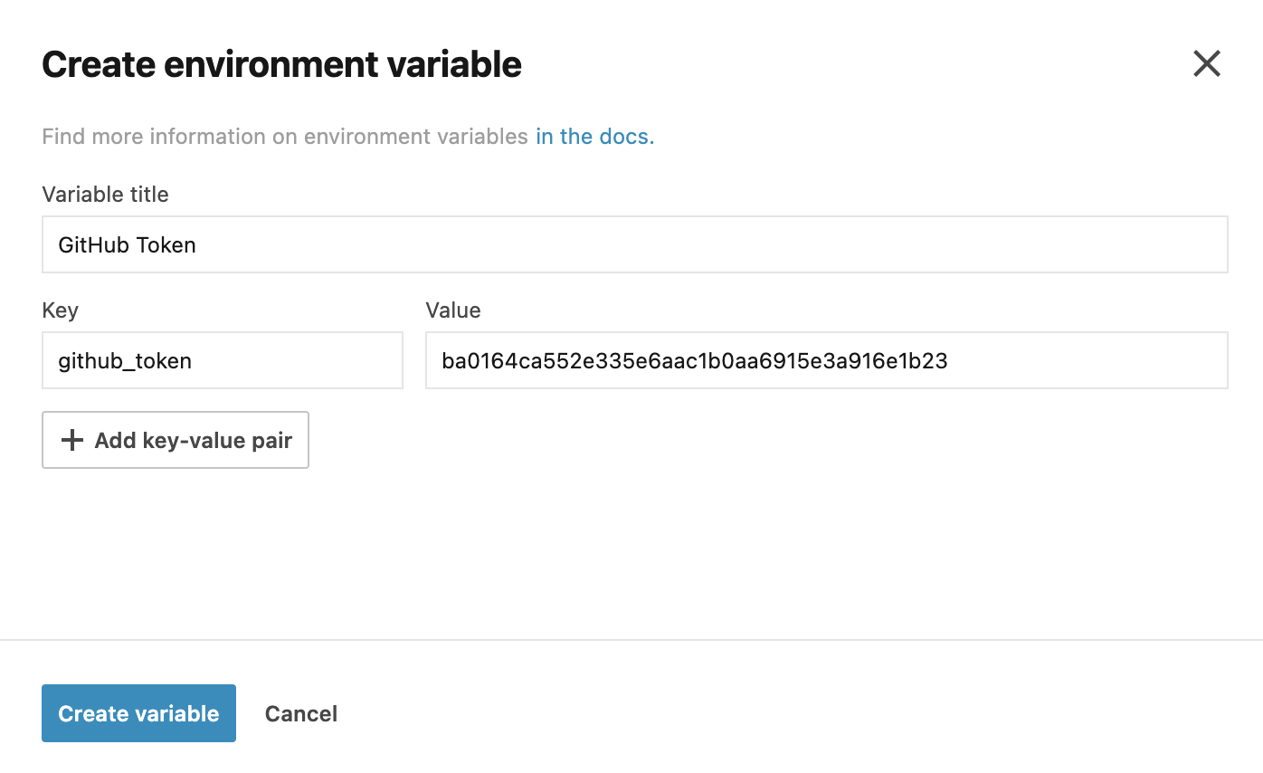 Creating environment variable