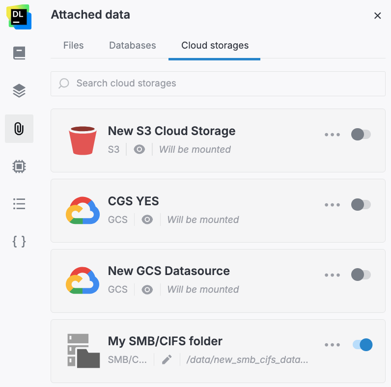 Creating cloud storage connection from notebook