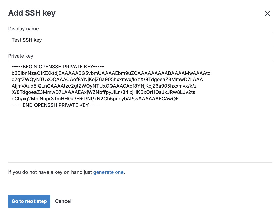 Adding an existing SSH key